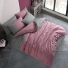 Lenjerie de pat bicoloră roz prăfuit și gri, din bumbac 100%, Diamond Dusty Rose, set de 4 piese