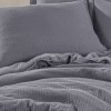 Lenjerie de pat din muselina si bumbac satinat antracit, 100% bumbac , design elegant si respirabil
