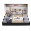 lenjerie pat satin bumbac 300TC Hobby Yolanda bej carouri eleganta