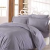 Lenjerie de pat gri, dungi fine, 100% bumbac satinat, set 7 piese.