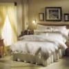 Lenjerie de pat Jakaranda din satin dublu ecru cu design jacquard elegant, set Tac