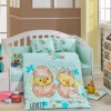 Lenjerie patut bebelusi bumbac 100% poplin, Hobby Home, Lovely - Mint