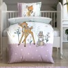 Lenjerie de pătuț Disney Bambi Cute, cu design pastel și imagini cu Bambi și Thumper înconjurate de flori, 4 piese, bumbac