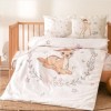 Lenjerie de pat pentru pătuț bebeluși, Disney Bambi Sweet, bumbac 100%, model cu Bambi și flori.