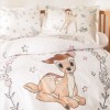 Lenjerie de pat pentru pătuț bebeluși, Disney Bambi Sweet, bumbac 100%, model cu Bambi și flori.