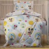 Lenjerie de pătuț Disney Mickey și prietenii, design cu cercuri colorate și personaje Disney, 4 piese, bumbac