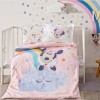 Lenjerie de pat pentru pătuț bebeluși, Disney Minnie Mouse, bumbac 100%, model Minnie Mouse Sun și culori pastelate.