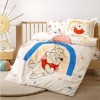 Lenjerie de pat pentru pătuț bebeluși, Disney Winnie the Pooh, bumbac 100%, model cu Winnie Balloon și culori pastelate.