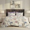 Lenjerie pat dublu flori de camp ralex pucioasa 6 piese design floral pastel roz albastru