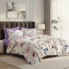 Lenjerie pat dublu flori de camp ralex pucioasa 6 piese design floral pastel roz albastru