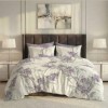 Lenjerie pat dublu liliac ralex pucioasa 6 piese design floral mov elegant