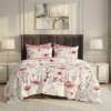 Lenjerie pat dublu maci roz ralex pucioasa 6 piese design floral elegant