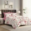 Lenjerie pat dublu maci roz ralex pucioasa 6 piese design floral elegant