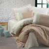 Lenjerie de pat Cotton Box Beldon Mink, bumbac 100% ranforce, broderii rafinate, set 6 piese, culori crem și bej.