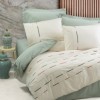 Lenjerie de pat Cotton Box Ivory Green, bumbac 100% ranforce, broderii elegante, set 6 piese, culori ivory și verde.