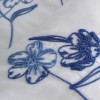 Lenjerie de pat Onella cu broderie florală albastră pe fundal alb, cearșaf albastru deschis, bumbac ranforce, marca CottonBox.