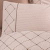 Lenjerie de pat din bumbac satinat Brode Saten Cotton Box, set 6 piese, design elegant cu broderii delicate, culori bej și crem.