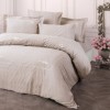 Lenjerie de pat din bumbac satinat Brode Saten Cotton Box, set 6 piese, design elegant cu broderii florale, culoare lila deschis.