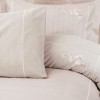 Lenjerie de pat din bumbac satinat Brode Saten Cotton Box, set 6 piese, design elegant cu broderii florale, culoare lila deschis.