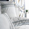Lenjerie de pat din bumbac satinat Brode Saten Cotton Box, set 6 piese, design elegant cu broderii sofisticate, culoare gri rafinat.