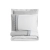 Lenjerie de pat din bumbac satinat Brode Saten Cotton Box, set 6 piese, design elegant cu broderii sofisticate, culoare gri rafinat.