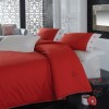 Lenjerie de pat din bumbac 100% ranforce cu design elegant în nuanțe de roșu și alb