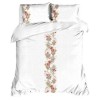 Lenjerii Craciun 3D alb pat dublu cu crengute decorative si fructe rosii, bumbac 100% ranforce, Tisa