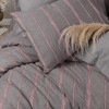 Lenjerii cu dungi pat dublu 6 piese, Cotton Box, Ribbed Barisan Gri
