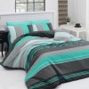 Lenjerie de pat 1 persoană turcoaz cu design zigzag, ambalată în cutie elegantă