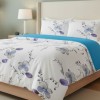 Lenjerie de pat dublu cu flori albastre din bumbac si poliester Elvo - lenjerii 1+1 gratis