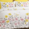 Lenjerie de pat dublu cu flori roz si galbene din bumbac si poliester Elvo - lenjerii 1+1 gratis