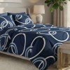 Lenjerie de pat dublu cercuri design geometric bleumarin