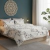 Lenjerie de pat dublu alba cu imprimeu floral delicat cu cearceaf uni bej