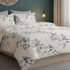 Lenjerie de pat dublu alba cu imprimeu floral delicat cu cearceaf uni bej