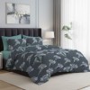 Lenjerie de pat dublu gri cu cu imprimeu floral abstract