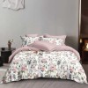Lenjerie pat dublu model flori de gradina pastel 1+1 gratis microfibra