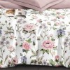 Lenjerie pat dublu model flori de gradina pastel 1+1 gratis microfibra