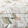 Lenjerie pat dublu model cu flori abstracte roz si frunze verzi, 1+1 gratis microfibra