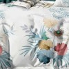 Lenjerie pat dublu model flori exotice multicolore 1+1 gratis microfibra