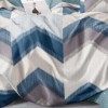Lenjerie pat dublu model zigzag albastru gri 1+1 gratis microfibra