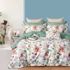 Lenjerie pat dublu model flori de primavara multicolore 1+1 gratis microfibra