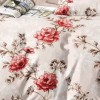 Lenjerie pat dublu model flori rosii vintage 1+1 gratis microfibra