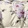 Lenjerie pat dublu model flori roz pastel crem 1+1 gratis microfibra