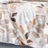 lenjerie pat dublu model frunze bej 1+1 gratis microfibra