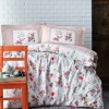 Lenjerie de pat din bumbac 100% ranforce cu model floral colorat