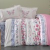 Lenjerie de pat bumbac 100% ranforce Monella v1 cu design floral colorat și fluturi