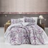 Lenjerie de pat dublu bumbac 100% ranforce Ralex Pucioasa Paliza cu design paisley în nuanțe de mov și gri.