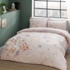 Lenjerie de pat din bumbac ranforce Leila Somon cu design floral delicat, în nuanțe de somon, alb și diverse culori pastelate