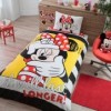 Lenjerie de pat Disney Tac Minnie Selfie, imprimeu galben negru roșu, Minnie Mouse selfie, 3 piese, bumbac.