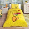 Lenjerie de pat Disney Tac Tweety, imprimeu galben roz cu Tweety și flori, 3 piese, bumbac.